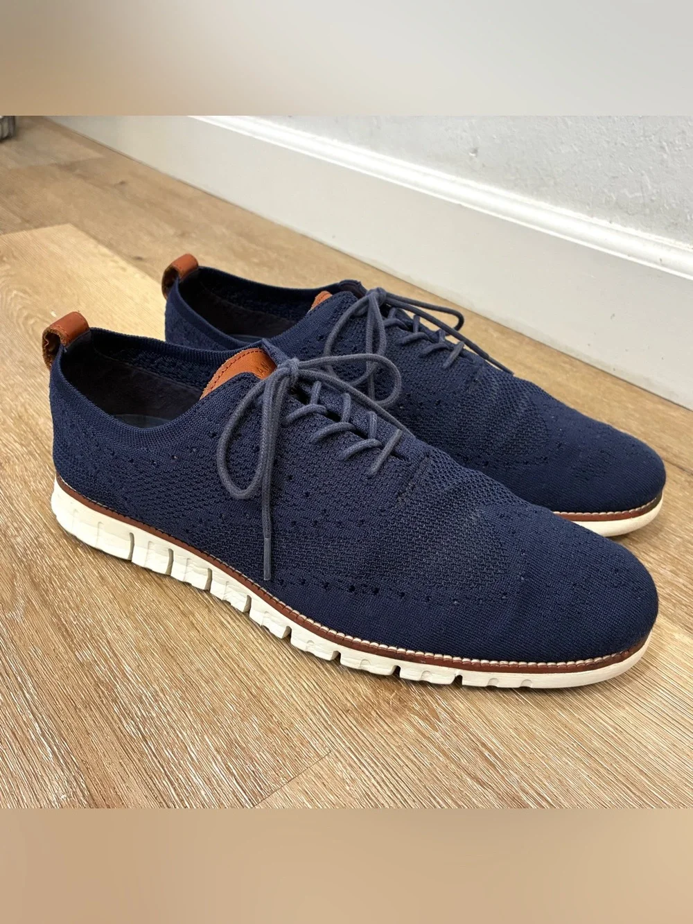 Cole Haan Zerogrand Stitchlite Wingtip Blue Oxford Mens Shoes  Size 13 M